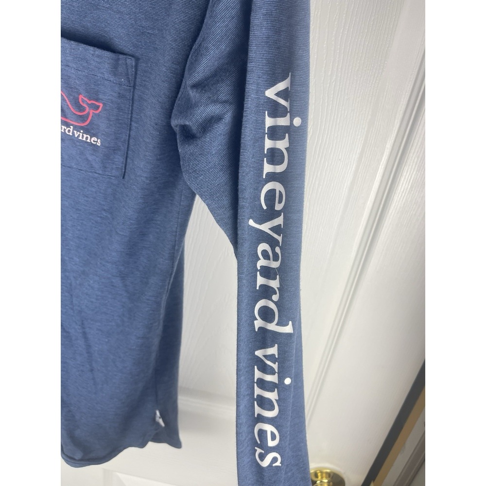 Vineyard Vines Edgartown Hoodie Shirt Women XXS Blue Whale Logo Pocket Lg Sleeve - Picture 4 of 7